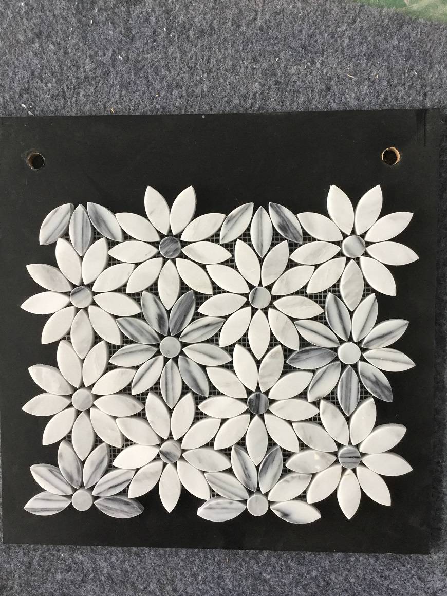 Daisy Flower Pattern Marble Mosaic Tile